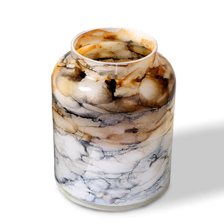 Luxe sand vaas van handgeblazen glas, met de hand gedecoreerd voor een verfijnde en exclusieve uitstraling. Elegant en stijlvol design, perfect voor elk interieur