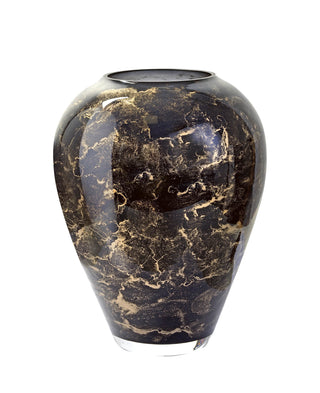 Vaas Zwart, Glas Marmer, Elegante, Hoogte 27 cm