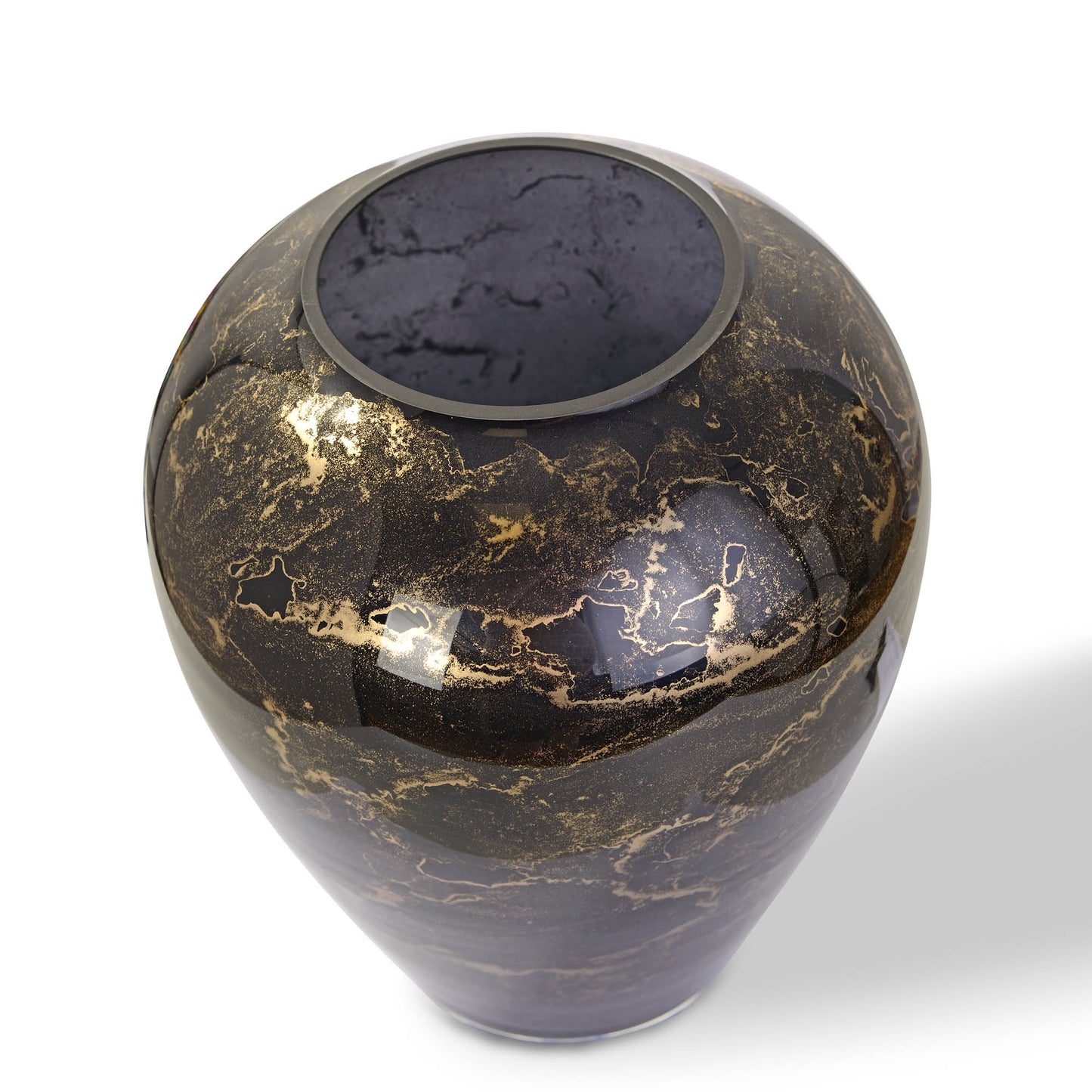 Vase Black, Glass Marble, Elegant, Height 38 cm