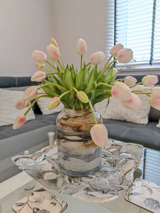 Vaas Sand, Glas Marmer, Elegante, Hoogte 21 cm