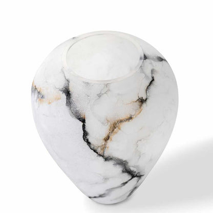 Vase Ice, Matte Glass Marble, Elegant, Height 27 cm