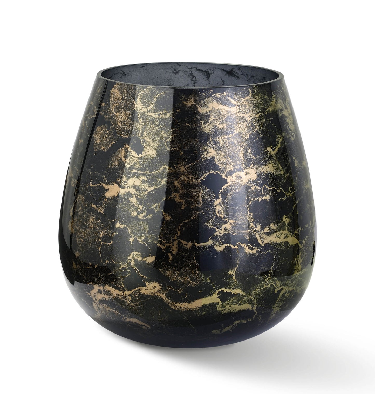 Luxe gouden vaas van handgeblazen glas, met de hand gedecoreerd voor een verfijnde en exclusieve uitstraling. Elegant en stijlvol design, perfect voor elk interieur