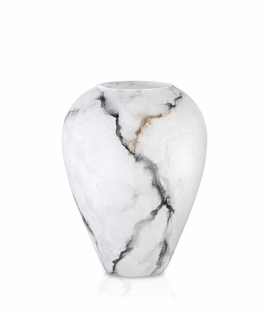 Vase Ice, Matte Glass Marble, Elegant, Height 27 cm