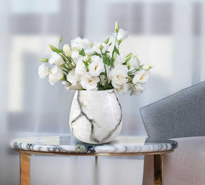 Vase Ice, Matte Glass Marble, Elegant, Height 25 cm