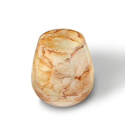 Vase Warm White, Glass Marble, Elegant, Height 21 cm